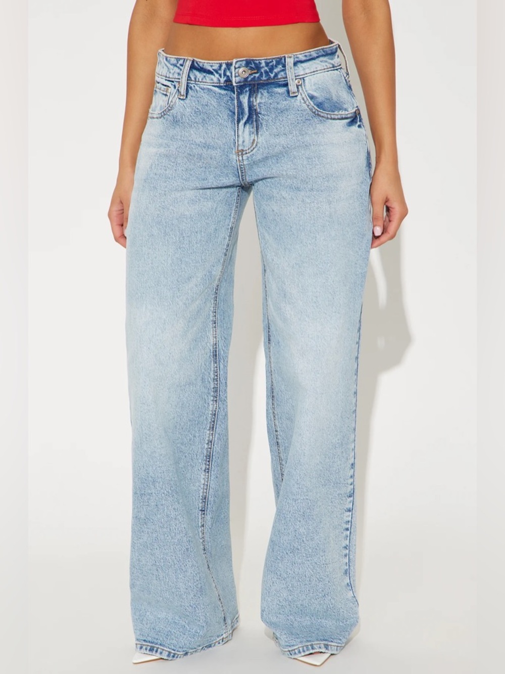 Fashion Nova - Baggy low rise - Light wash jeans